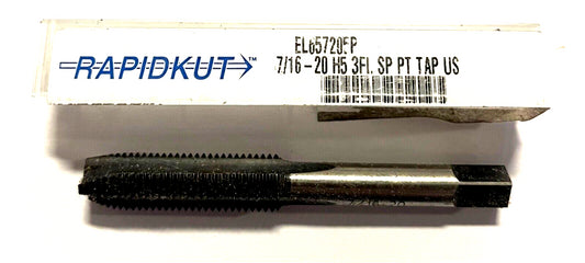 RapidKut 7/16-20 Tap HSS Spiral Point Plug Tap 3 Flute H5 USA Made