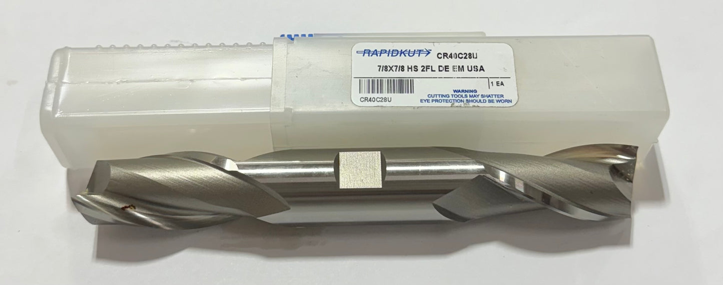 RapidKut 7/8" HSS Double End Mill 2 Flute USA Made