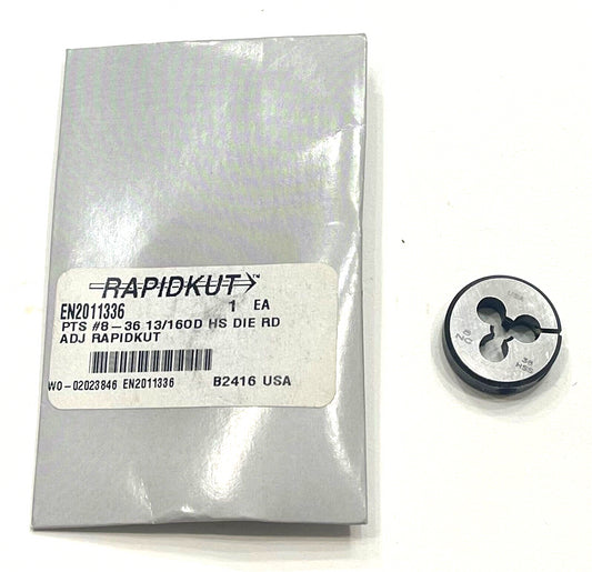 RapidKut 8-36 HSS Adjustable Round Die 13/16" Outside Diameter USA Made