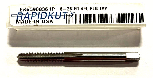 RapidKut 8-36 Hand Tap HSS H1 Bright Finish 4 Flute Plug Tap USA Made