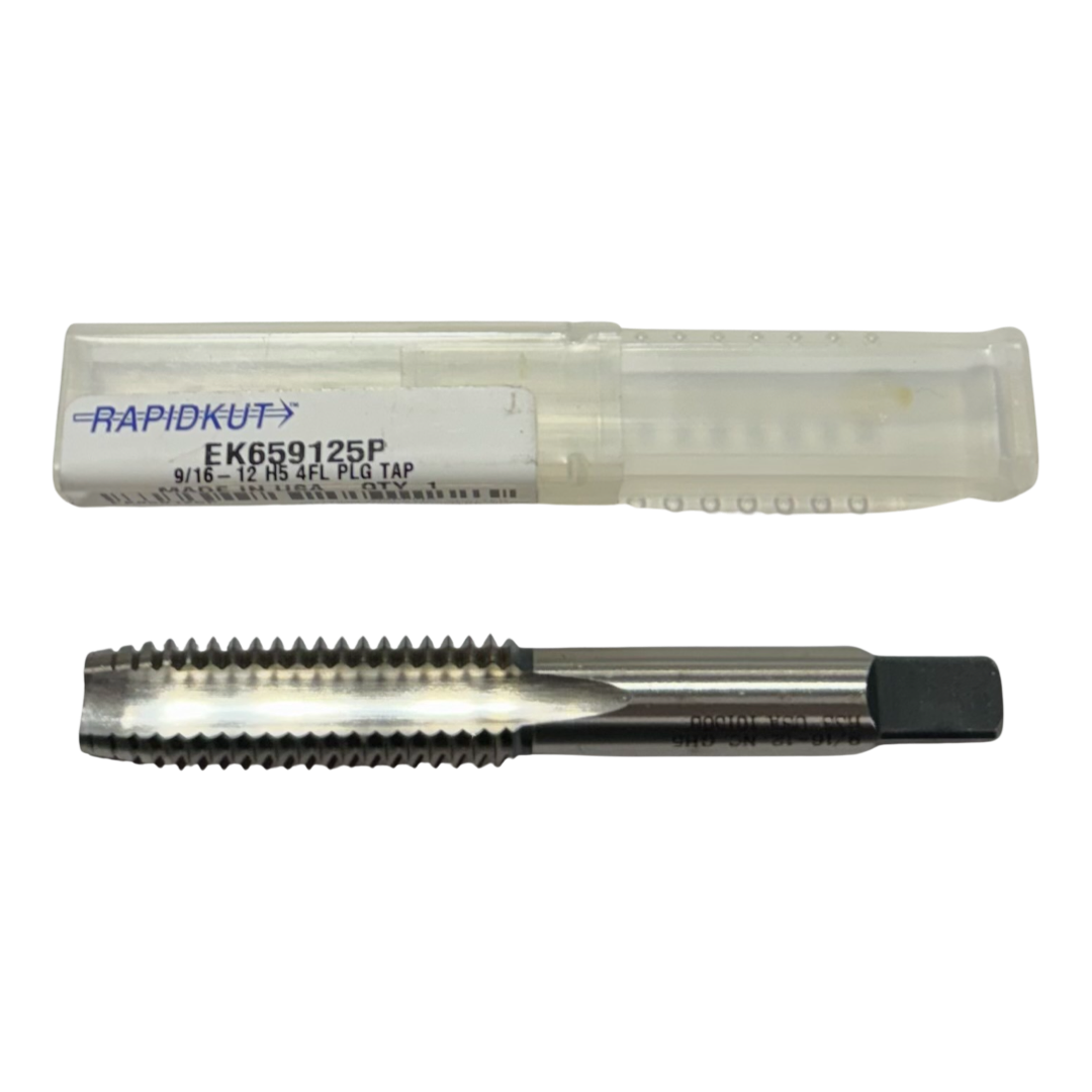 RapidKut 9/16"-12 HSS hand Tap 4 Flute H5 Plug Tap USA Made