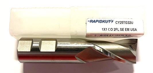 RapidKut Cobalt End Mill 1" x 1" x 1-5/8" x 4-1/2" Center Cut 2 Flute USA Made