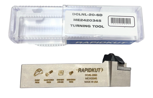 RapidKut DCLNL-20-6D Indexable Turning Tool Holder 1-1/4" x 1-1/4"