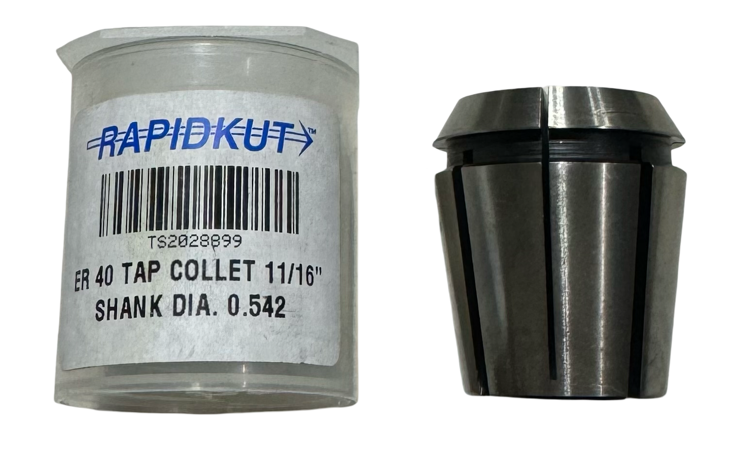 RapidKut ER40 11/16" Tapping Collet 0.542" Shank Diameter