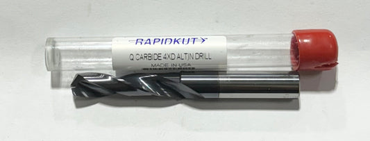 RapidKut Letter Q Solid Carbide Drill 4xD AlTiN Coated 2 Flute USA Made