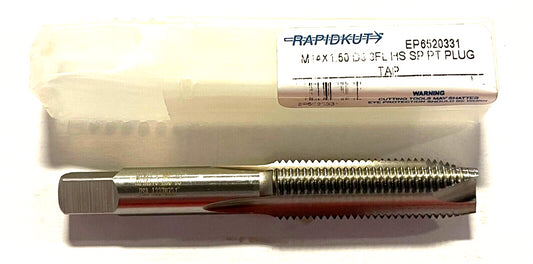 RapidKut M14 x 1.50 Tap HSS Spiral Point Plug Tap 3 Flute D3 USA Made