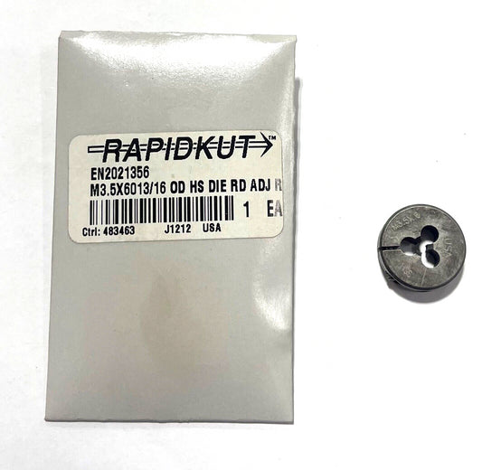 RapidKut M3.5 x .60 HSS Adjustable Round Die 13/16" Outside Diameter USA Made