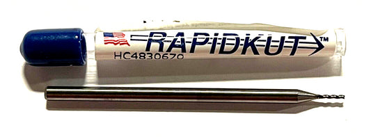 RapidKut .035" Miniature Carbide End Mill 3 Flute 30Â° Helix USA