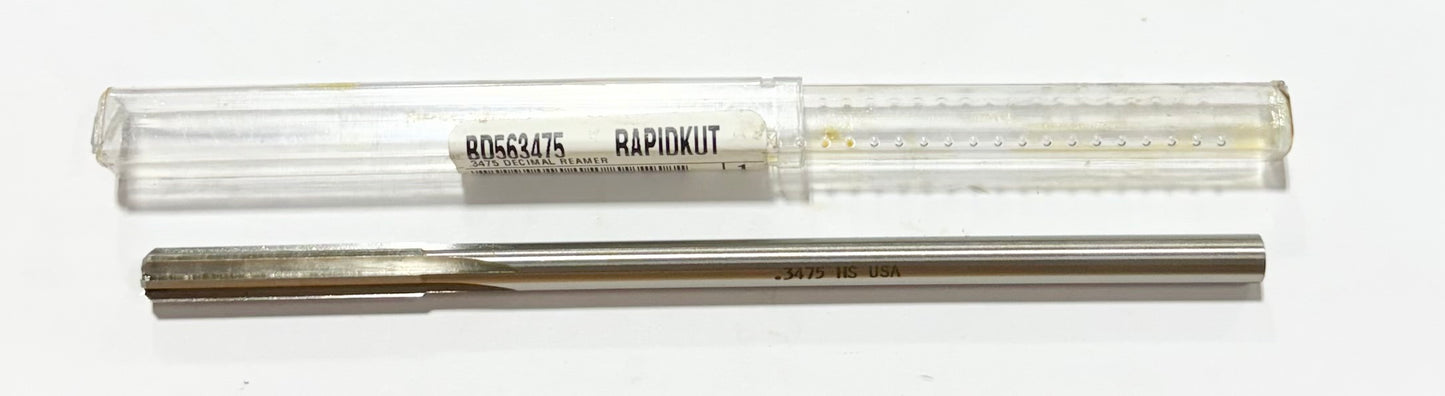 RapidKut .3475 HSS Chucking Reamer Straight Shank Straight Flute USA Made