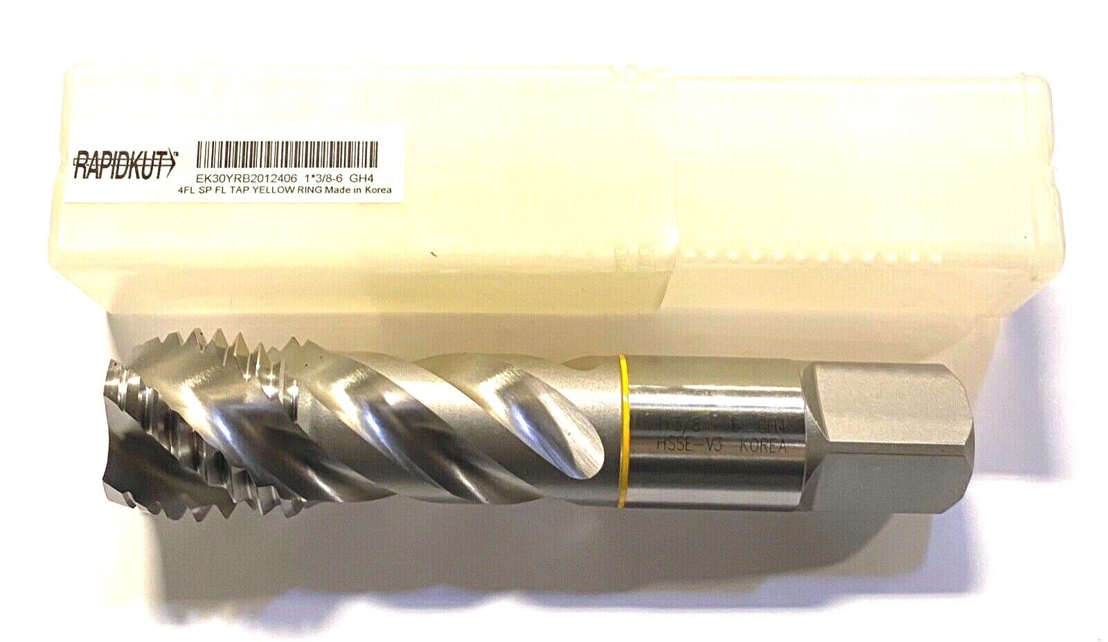 Rapidkut 1-3/8"-6 Tap HSS Spiral Flute Yellow Band High Performance Tap H4