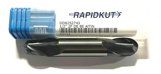 Rapidkut 7/16" Carbide Double End Mill Ball Nosed AlTiN Coated 2 Flute USA Made