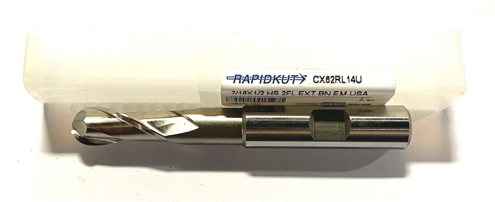 Rapidkut 7/16" End Mill HSS Ball Nosed Extension End Mill 2 Flute USA Made