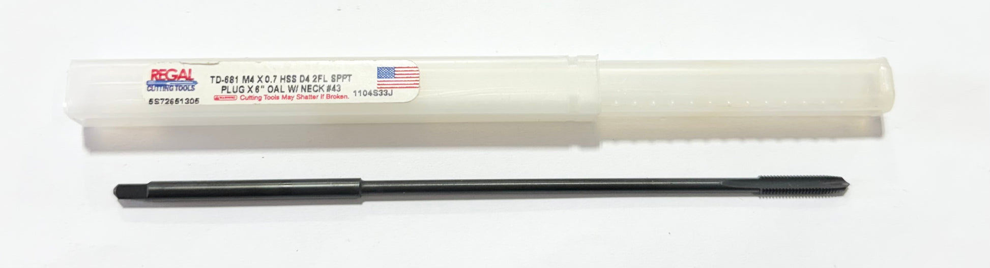 Regal M4 x 0.7mm HSS 6" Pulley Tap Spiral Point Plug Tap 2 Flute Necked D4 USA
