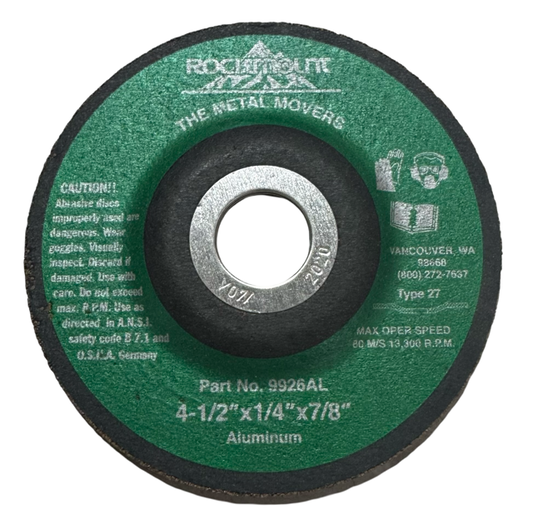 Rockmount 4-1/2" x 1/4" x 7/8" Grinding Wheel T27 Aluminum 25 Pack