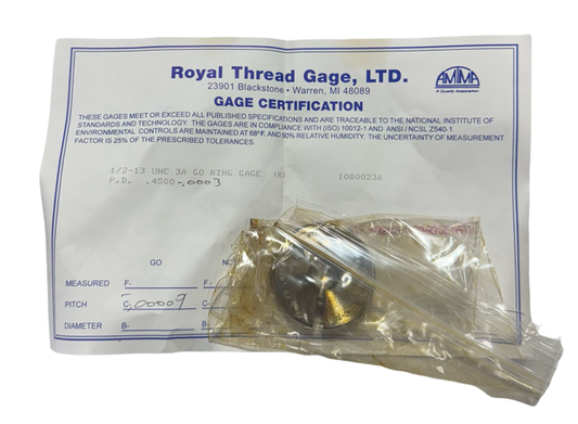 Royal 1/2-13 3A GO Thread Ring Gage USA Made