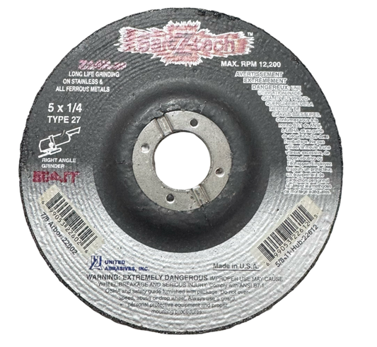 SAIT 5" x 1/4" x 7/8" Depreesed Center Grinding Wheel T27 Zirconia 24 Grit