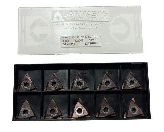 SARMASAG Carbide Insert TNMA 43 NT 8P W.048 P.T. XT61 Threading Inserts 10 Pack