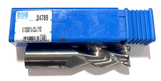 SGS 1" Carbide End Mill .030" Radius 3 Flute 38° Helix S-Carb USA Made 34789