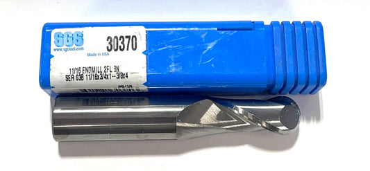 SGS 11/16" Carbide Ball Nose End Mill 2 Flute 30° Helix USA Made 30370