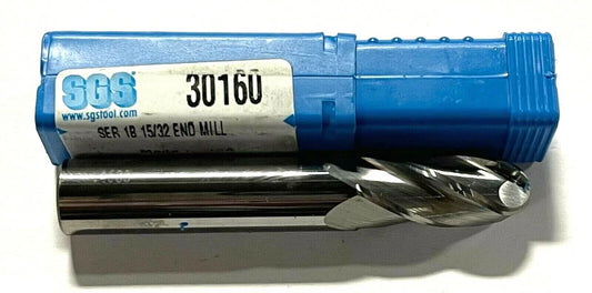 SGS 15/32" Carbide Ball Nosed End Mill 4 Flute 30Â° Helix USA Made 30160