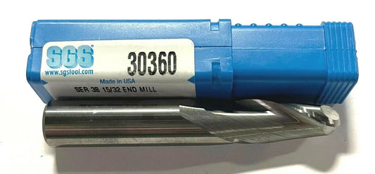 SGS 15/32" Carbide End Mill Ball Nosed 2 Flute 30Â° Helix USA Made 30360