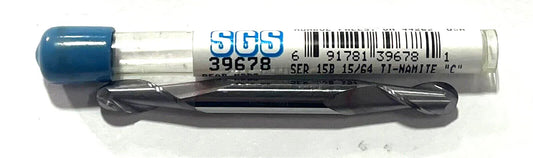 SGS 15/64" Carbide Ball Nose Double End Mill 2 Flute TiCN Coating USA Made 39678