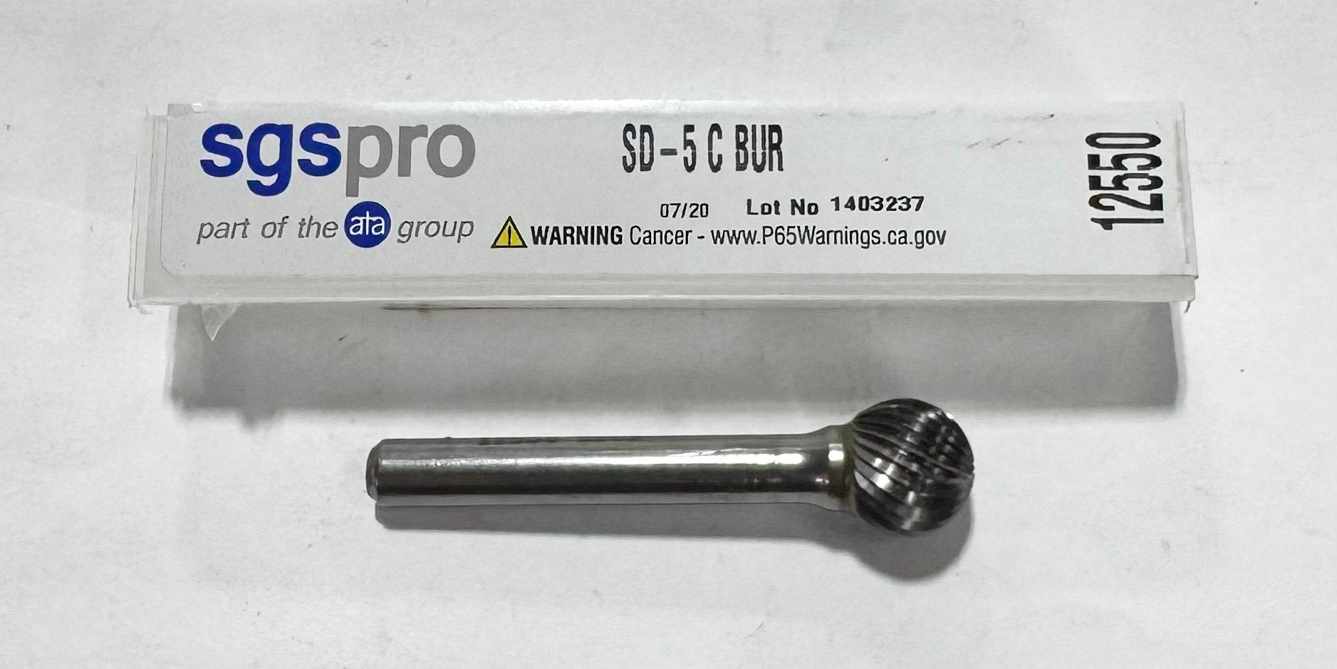 SGS PRO 1/2" Carbide Burr SD-5, Ball Shape, Single Cut USA Made