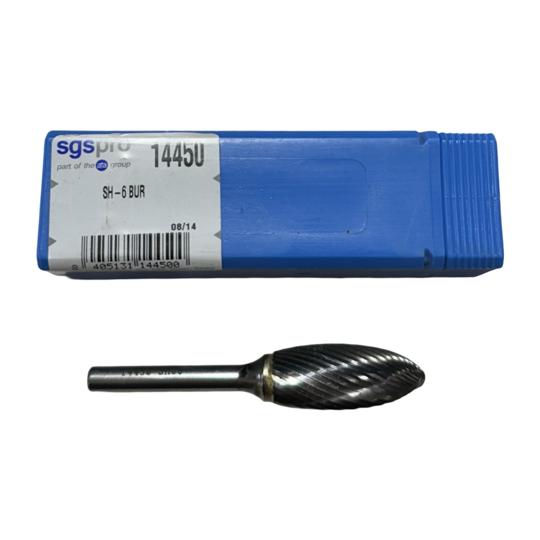 SGS PRO 5/8" Carbide Burr SH6 1/4" Shank Flame Shape Single Cut