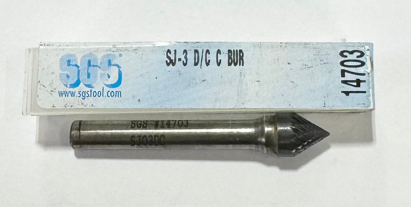SGS SJ-3 3/8" Carbide Abrasive Burr Cone Shape 1/4" Shank USA Made