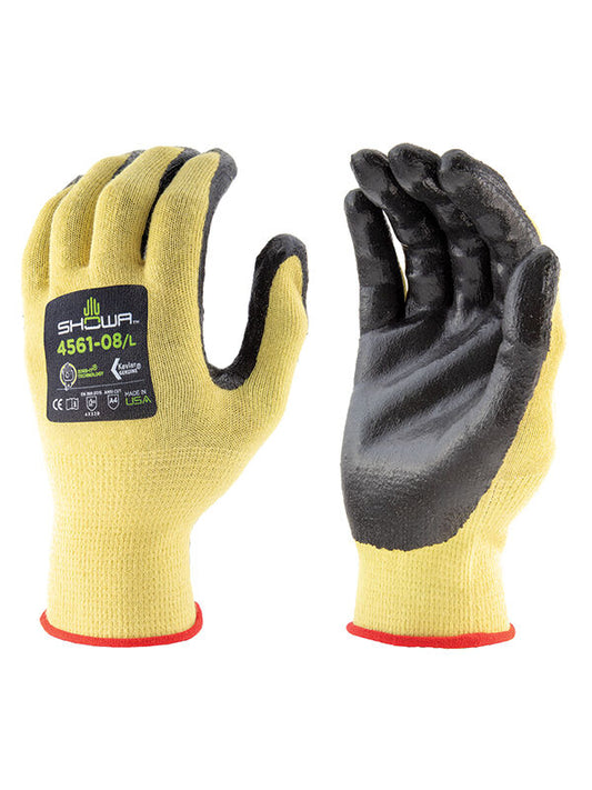 SHOWA Cut Resistant Safety Gloves A4 Foam Nitrile Yellow Black XXL 1DZ