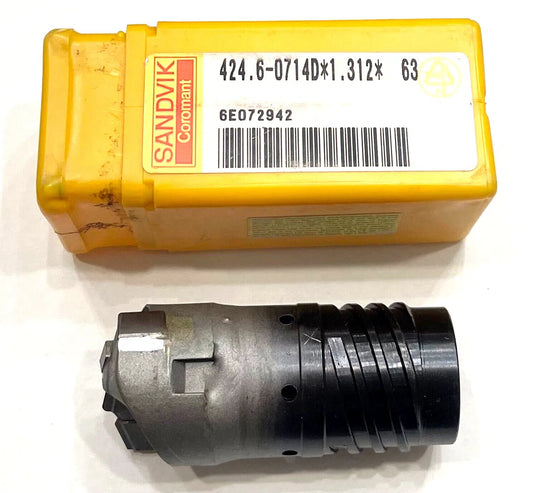 Sandvik 424.6-0714D*1.312*63 Ejector Drill Head with Brazed Carbide Tips