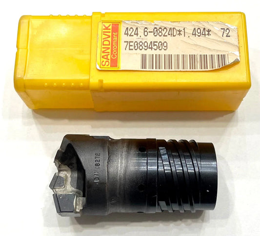 Sandvik 424.6-0824D*1.494*72 Ejector Drill Head with Brazed Carbide Tips