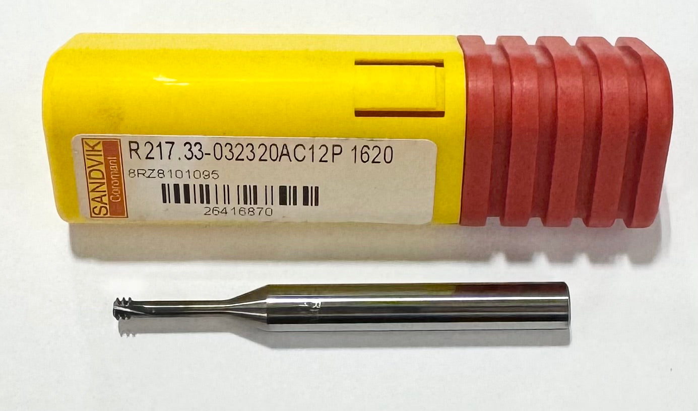 Sandvik 8-32 Solid Carbide Thread Mill 6mm Shank Helical Flute AlCrN Coated
