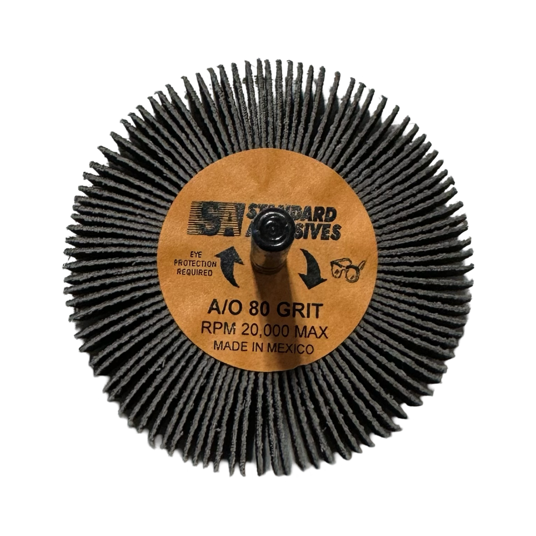 Standard Abrasive 3" x 1/2" x 1/4" Flap Wheel 80 Grit Aluminum Oxide 10PK