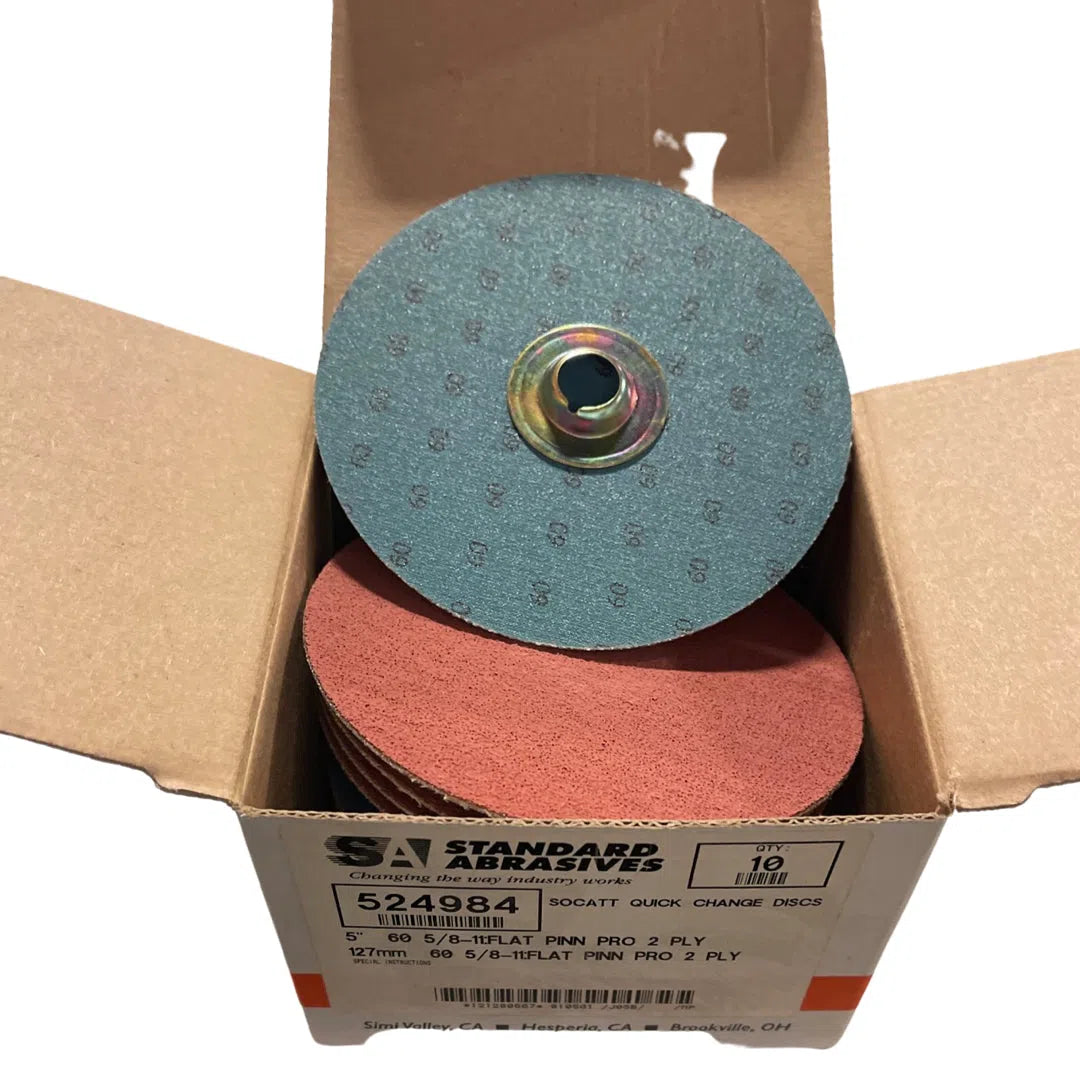 Standard Abrasive 5" x 5/8-11 Pinnacle Pro Quick Change Discs 60G Ceramic 10pk