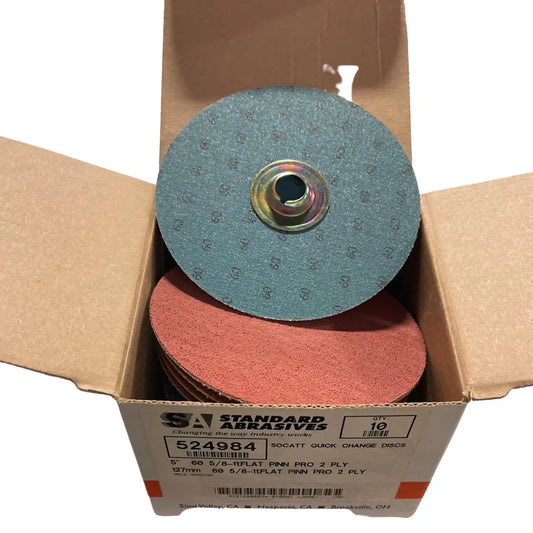 Standard Abrasive 5" x 5/8-11 Pinnacle Pro Quick Change Discs 60G Ceramic 10pk