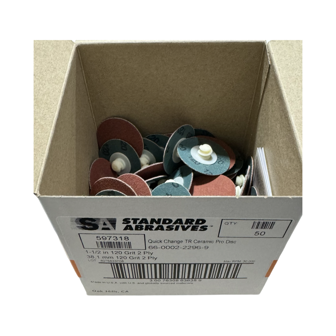 Standard Abrasives 1-1/2" Roloc Sanding Discs 120 Grit Ceramic 2 Ply 50 Pack
