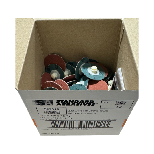 Standard Abrasives 1-1/2" Roloc Sanding Discs 120 Grit Ceramic 2 Ply 50 Pack