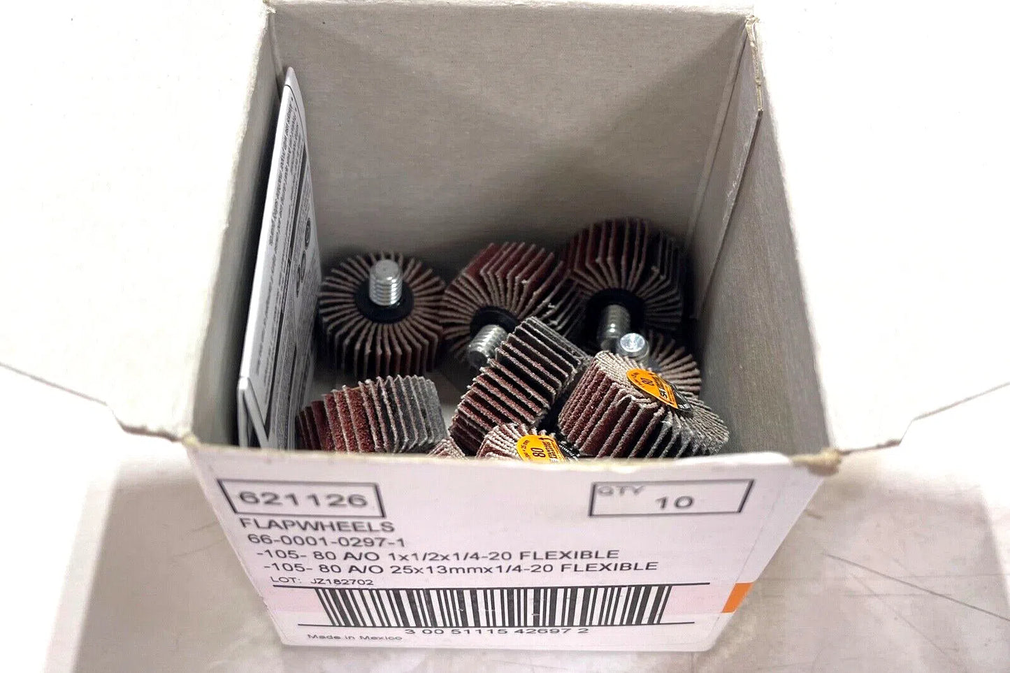 Standard Abrasives 1" x 1/2" x 1/4-28 Flexible Flap Wheels A/O 80 Grit 10 Pack