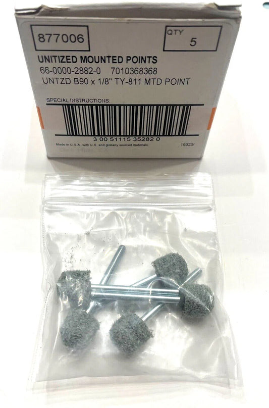 Standard Abrasives 1/2" B90 Unitized Nylon Abrasive Mounted Points 1/8 Shank 5pk