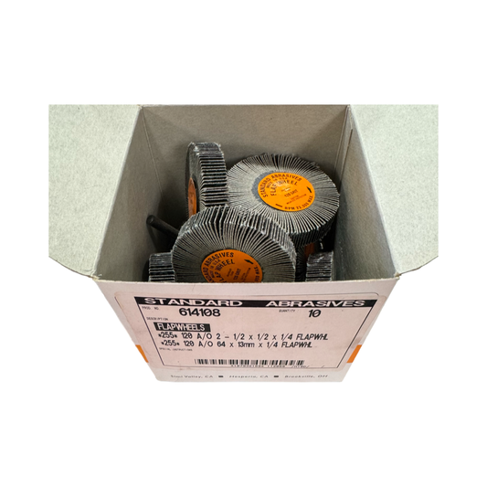 Standard Abrasives 2-1/2" x 1/2" x 1/4" Mounted Flap Wheel 120 Grit AO 10 pack