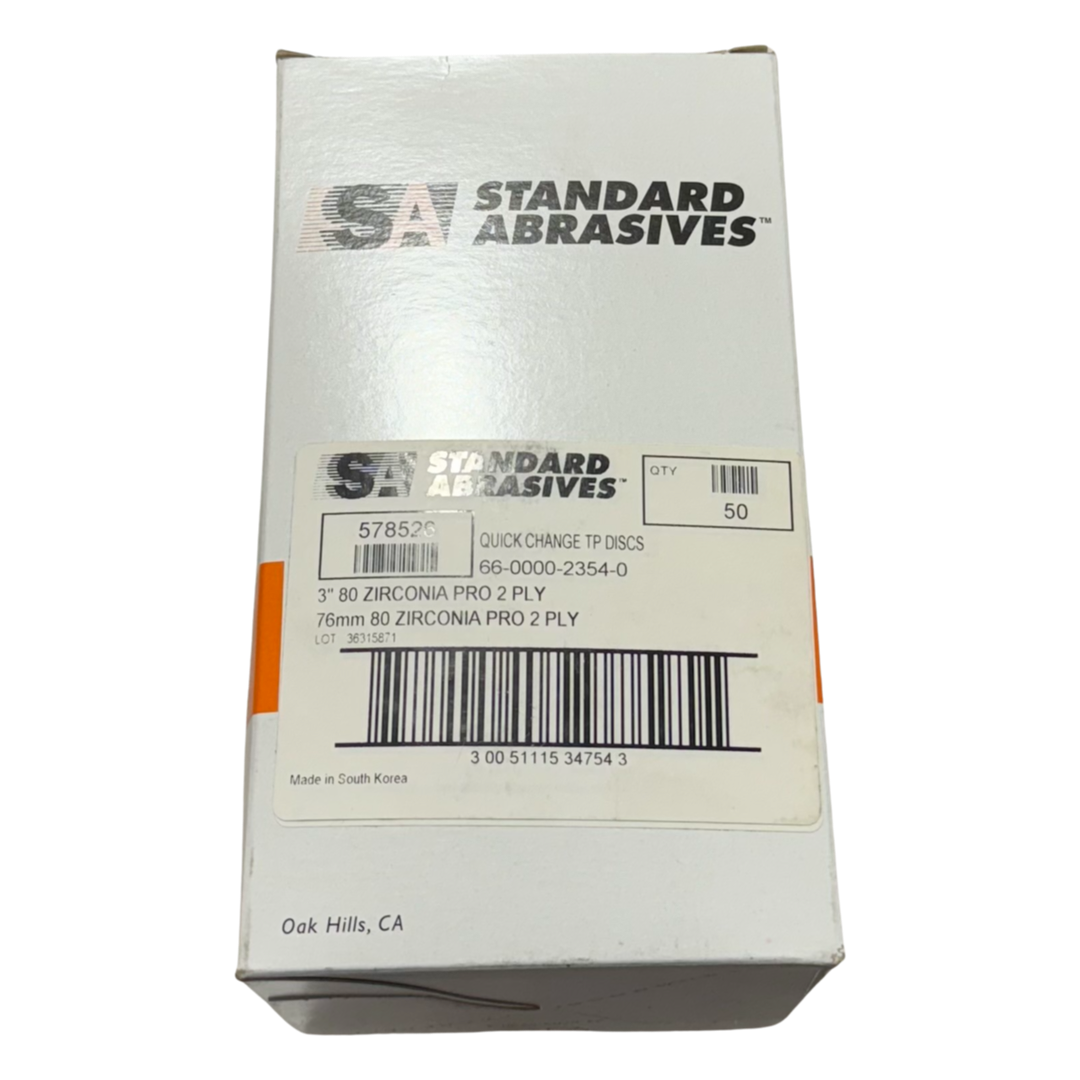 Standard Abrasives 3" Quick Change Sanding Discs 80 Grit Zirconia Type P 50 Pack