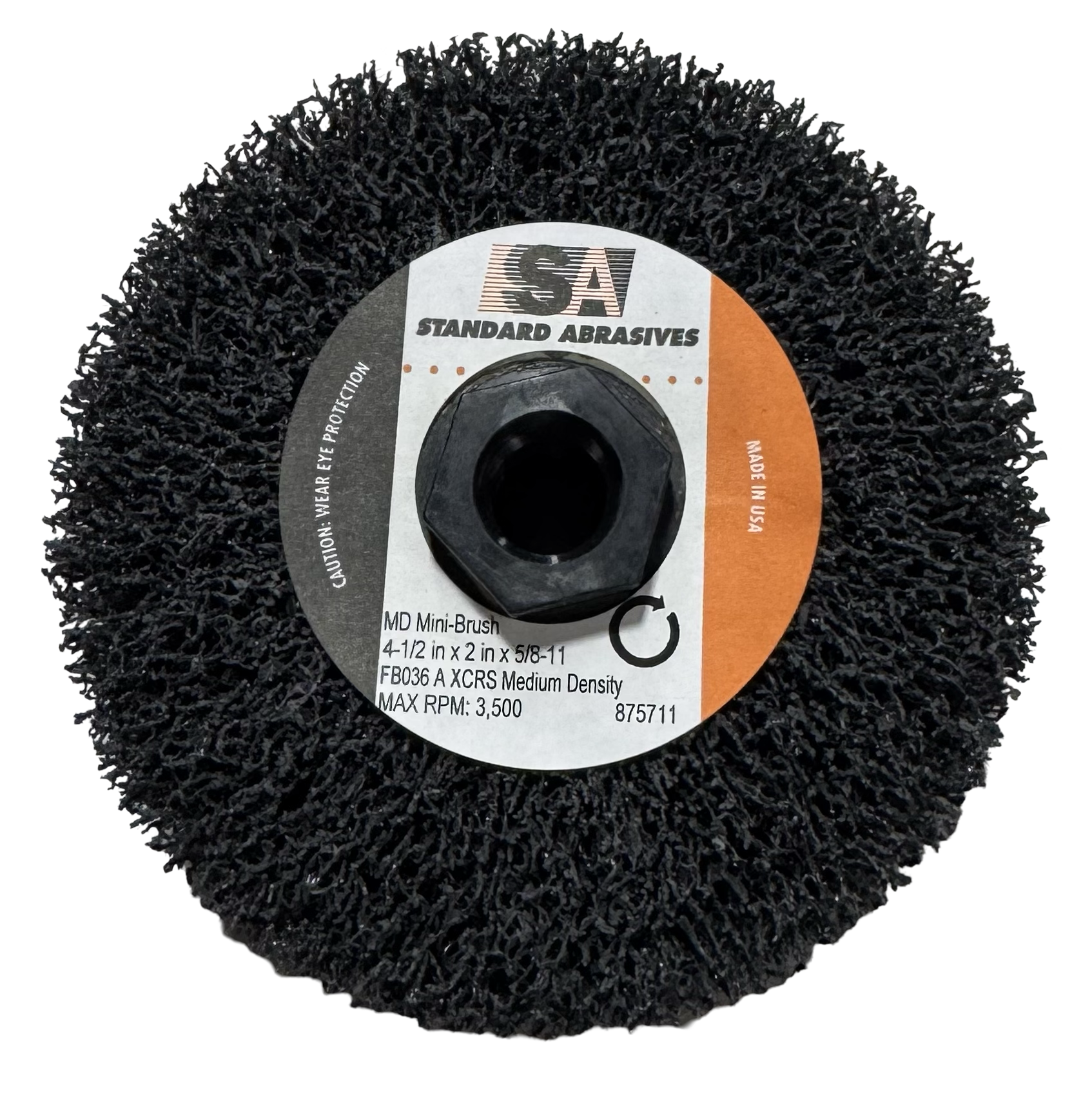 Standard Abrasives 4-1/2" x 2" x 5/8-11 Mini-Brush Aluminum Oxide XCS Medium Extra Coarse