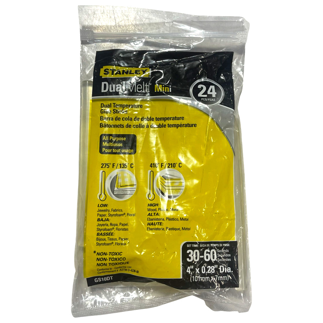 Stanley 4" x 0.28" Dual Temperature Mini Glue Sticks GS10DT 24 Pack