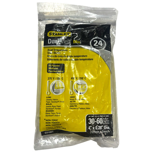 Stanley 4" x 0.28" Dual Temperature Mini Glue Sticks GS10DT 24 Pack