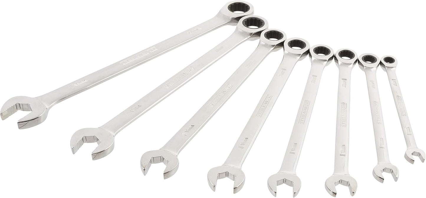 Steelman 8 Piece Metric 144 Position Ratcheting Wrench Set 78965