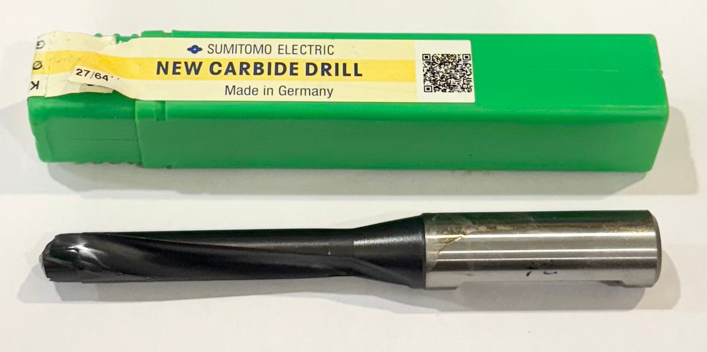 Sumitomo 27/64" Coolant Thru Brazed Carbide Jobber Drill