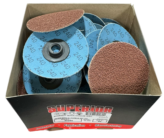 Superior Abrasives 3" Quick Change Sanding Discs Type-S 240 Grit AO 50 Pack