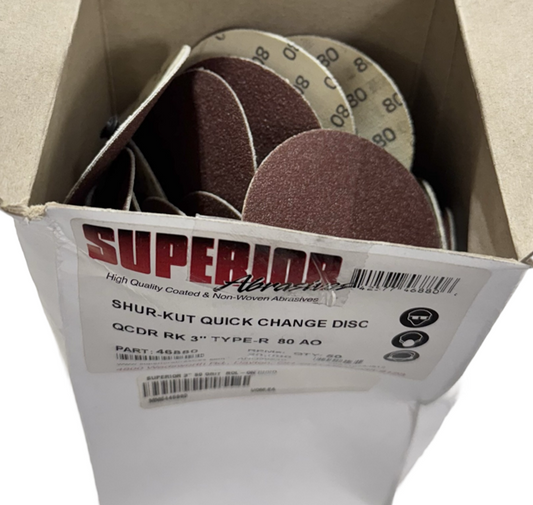 Superior Abrasives 3" Roloc Sanding Discs 80 Grit Aluminum Oxide 50 Pack