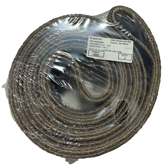 Superior Abrasives Shur-Brite 4" x 132" Surface Conditioning Belt Low Stretch Coarse 2pk